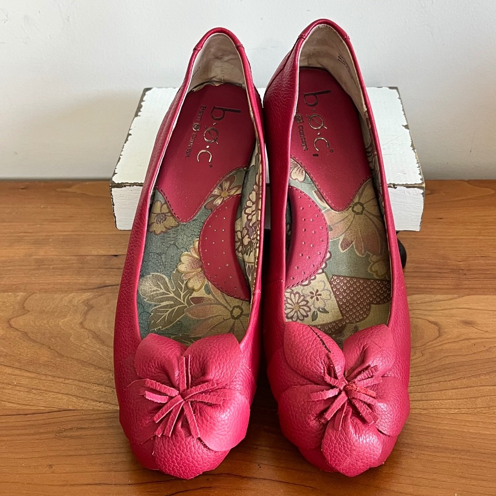 BOC Born Concept Pink Leather Flower Ballet Flats BC0463 CBGL10 Womens 7 M